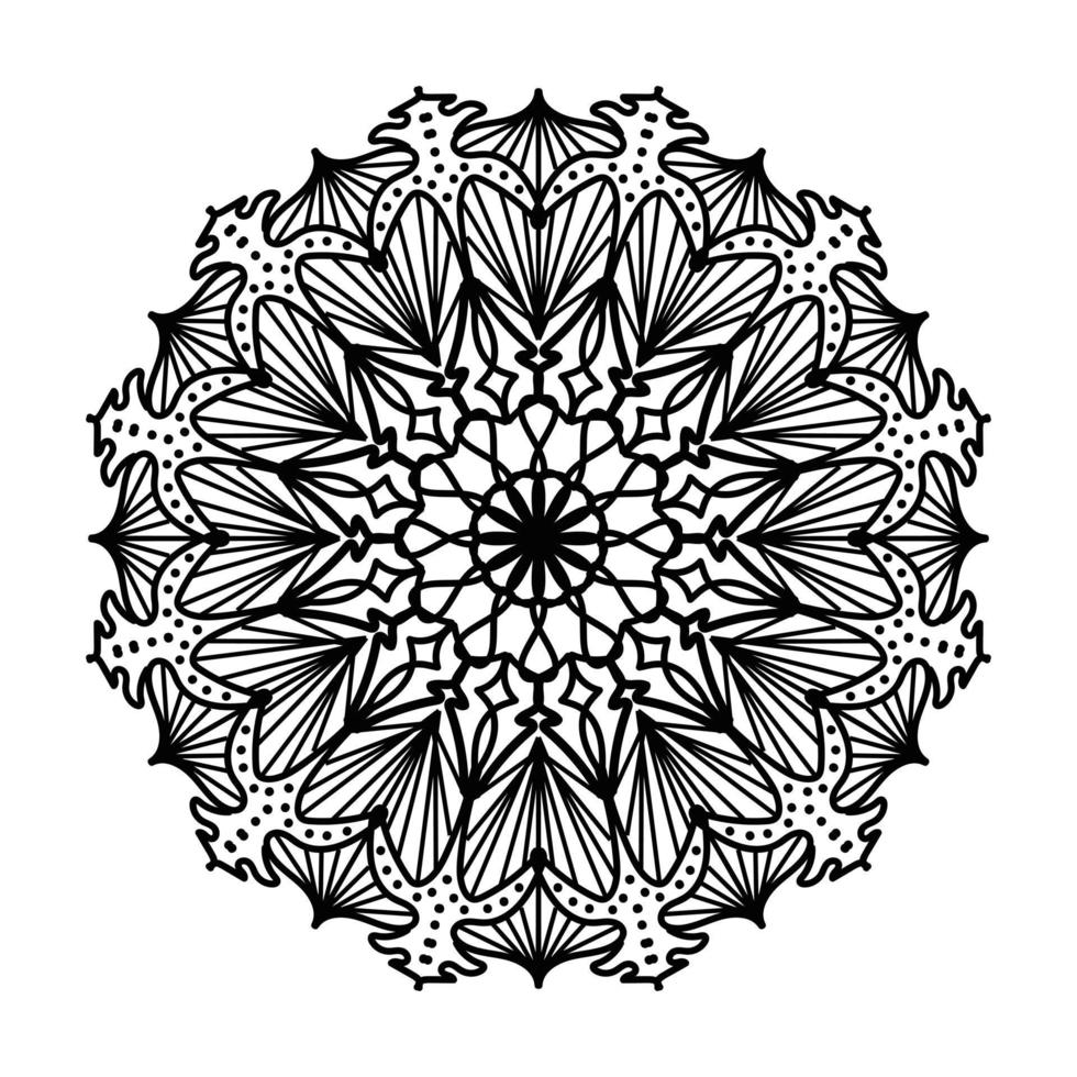 mandala negro, fondo de diseño de mandala ornamental de lujo, diseño de mandala, diseño de papel tapiz de arte de libro de colores de patrón de mandala, patrón de mosaico, tarjeta de saludo, mandala en blanco y negro vector