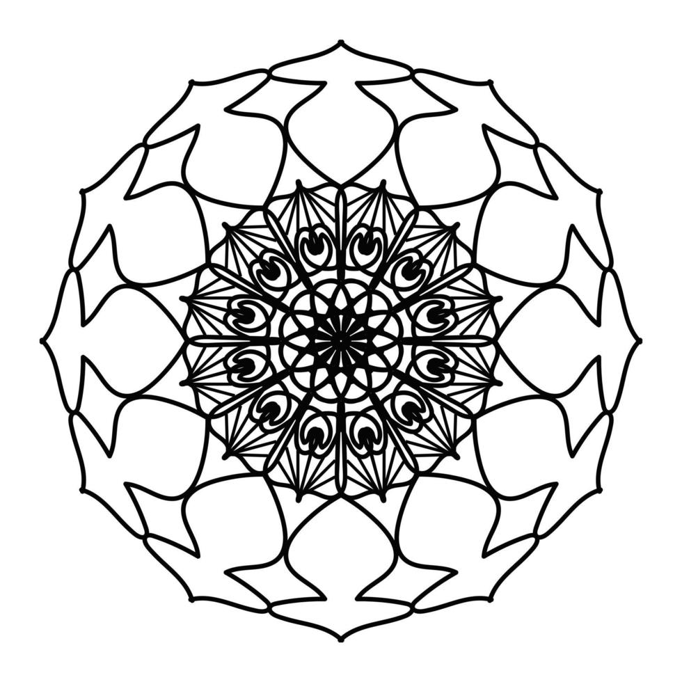 mandala negro, fondo de diseño de mandala ornamental de lujo, diseño de mandala, diseño de papel tapiz de arte de libro de colores de patrón de mandala, patrón de mosaico, tarjeta de saludo, mandala en blanco y negro vector