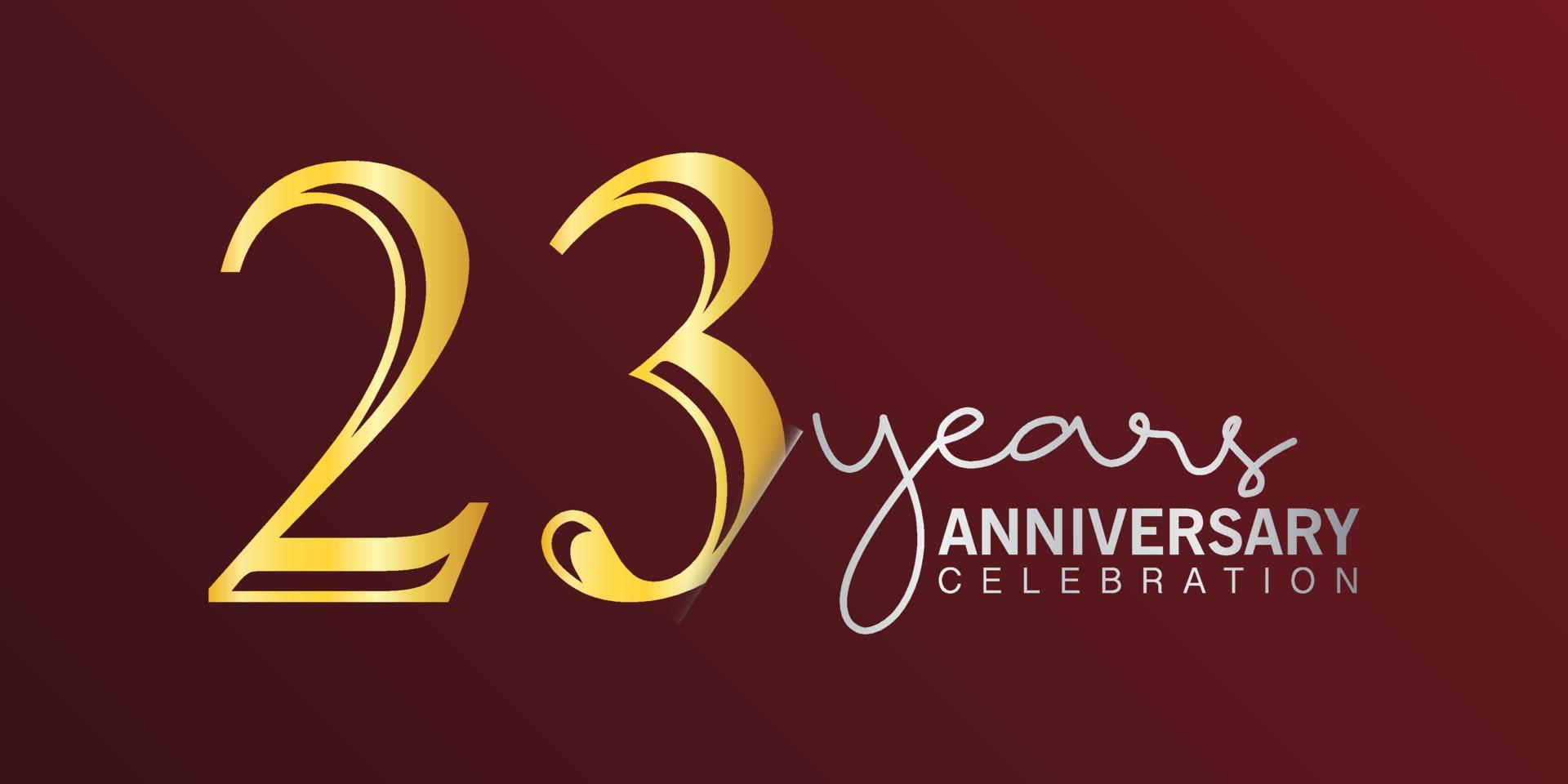23rd anniversary celebration logotype number gold color with red color