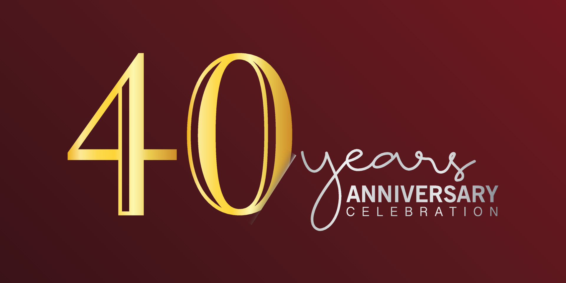 40th anniversary celebration logotype number gold color with red color