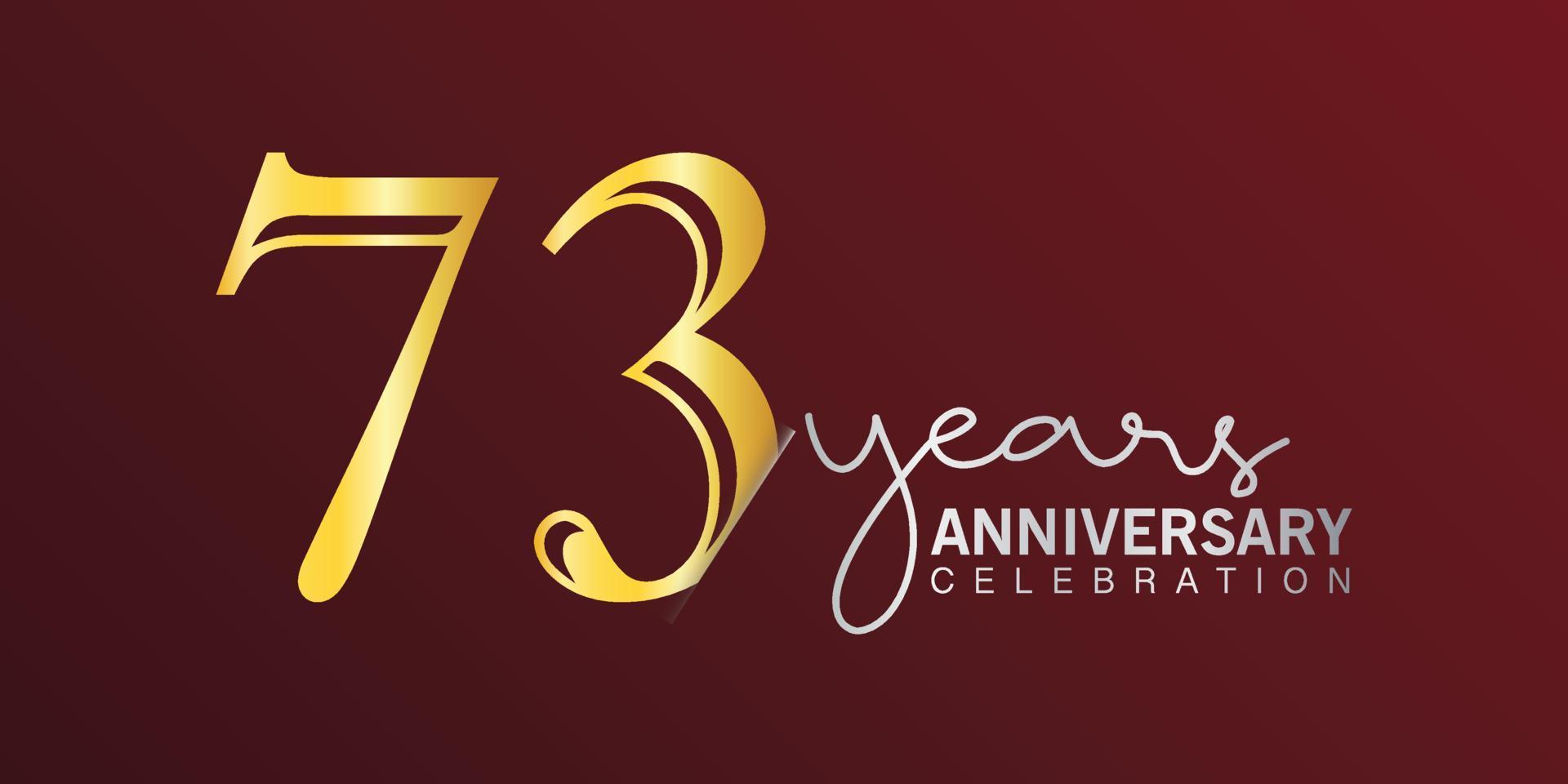 73rd anniversary celebration logotype number gold color with red color background. vector anniversary for celebration, invitation card, and greeting card