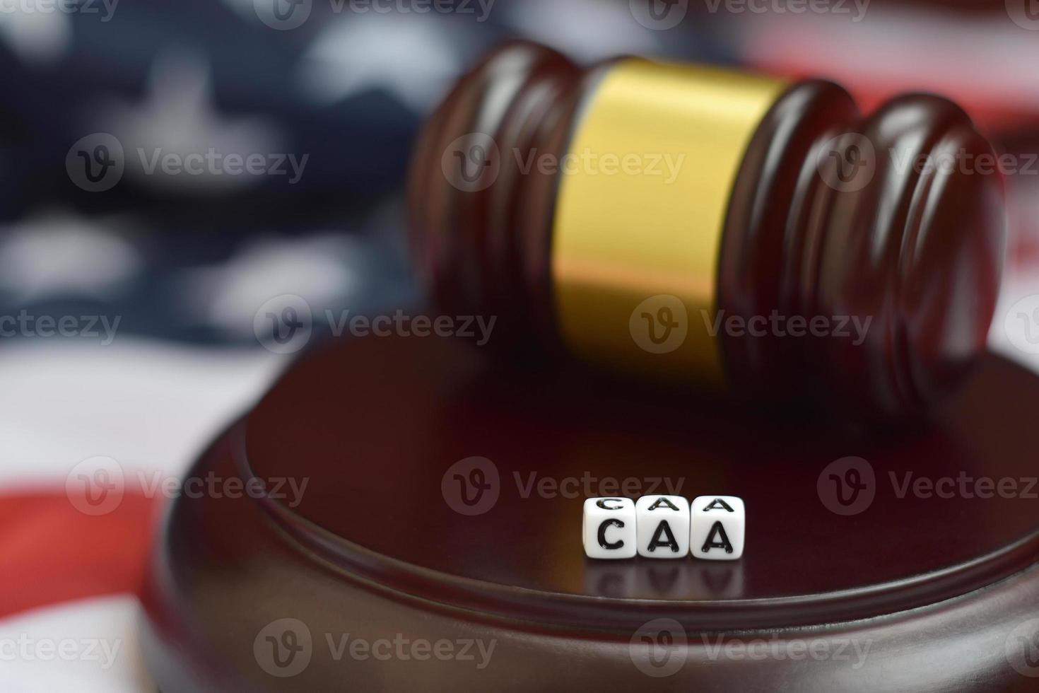 Justice mallet and CAA acronym. Cuban adjustment act 12987805 Stock