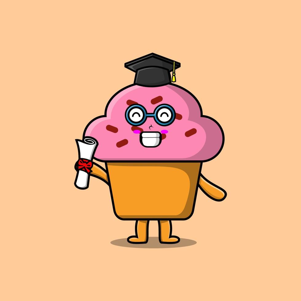 cartoon Cupcake student graduation day with toga vector