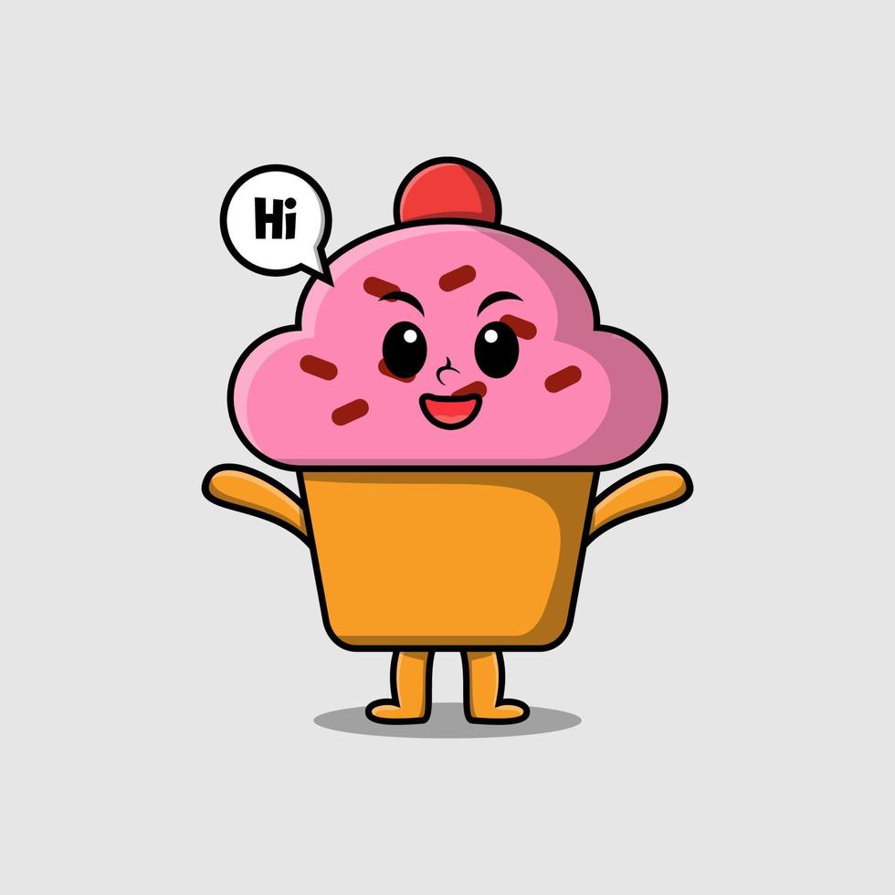 Cute cartoon Cupcake with happy expression vector