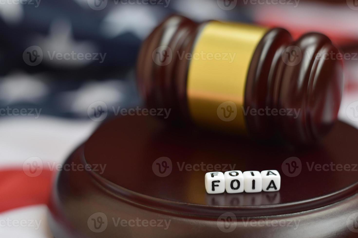 Justice mallet and FOIA acronym. Freedom of information act photo