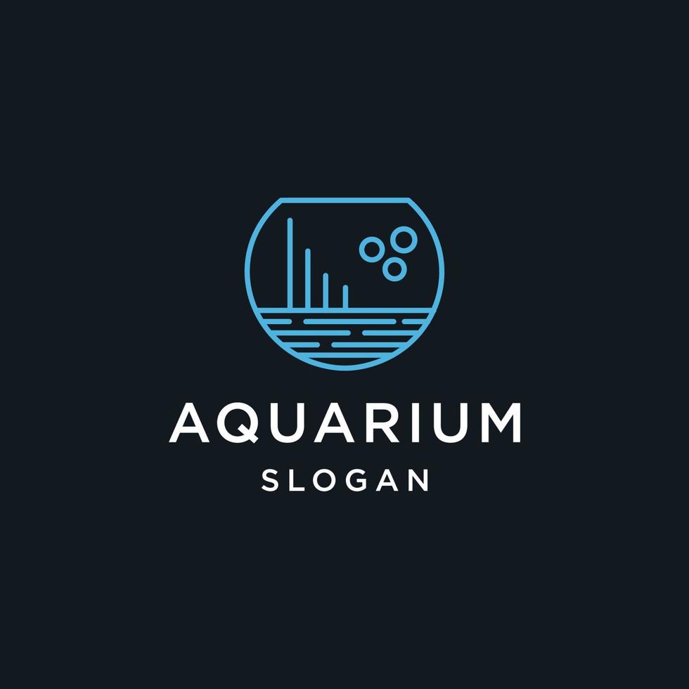 aquarium line art logo vector illustration minimalist icon design