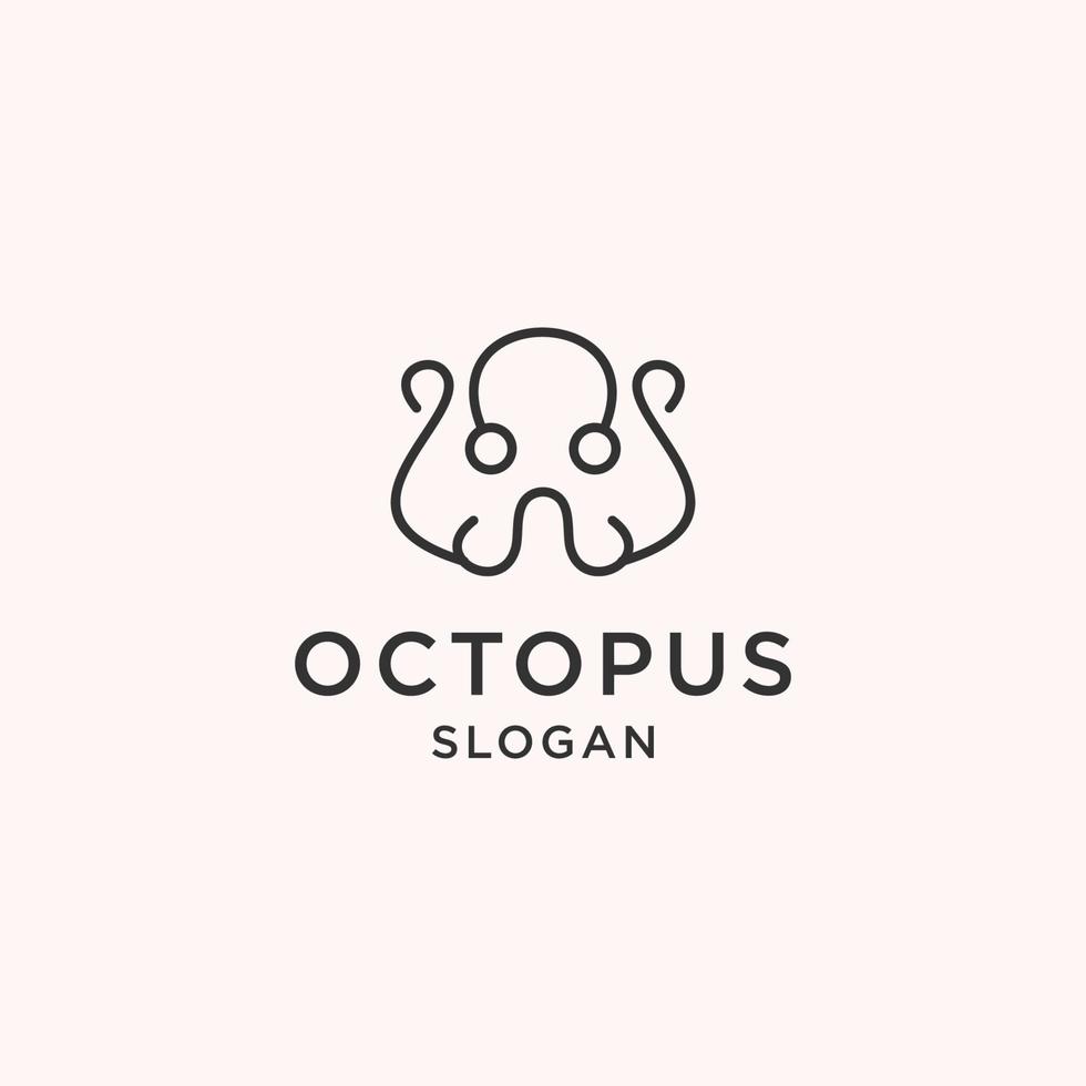 Octopus logo icon flat design template vector