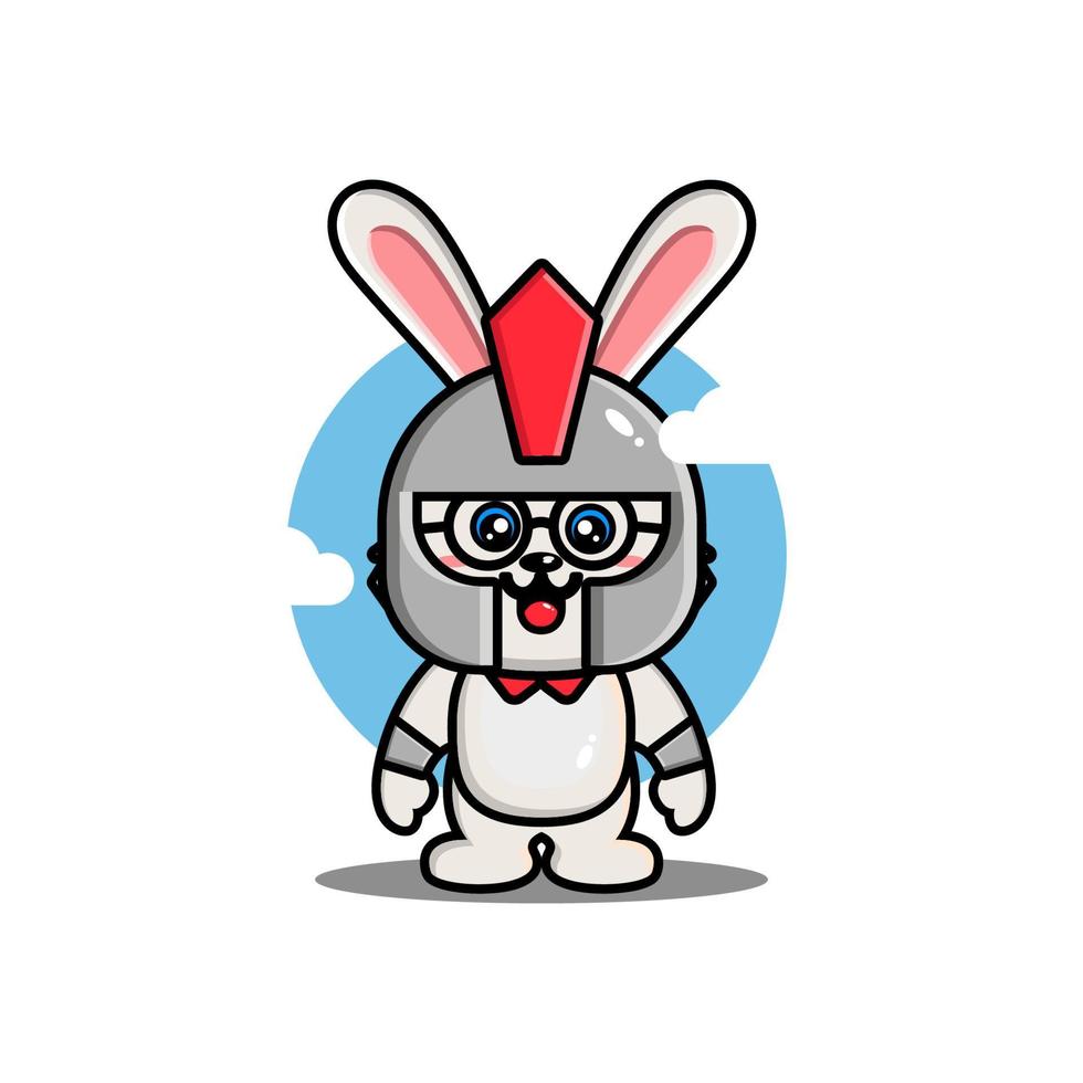 Cute rabbit gladiator cartoon vector illustration