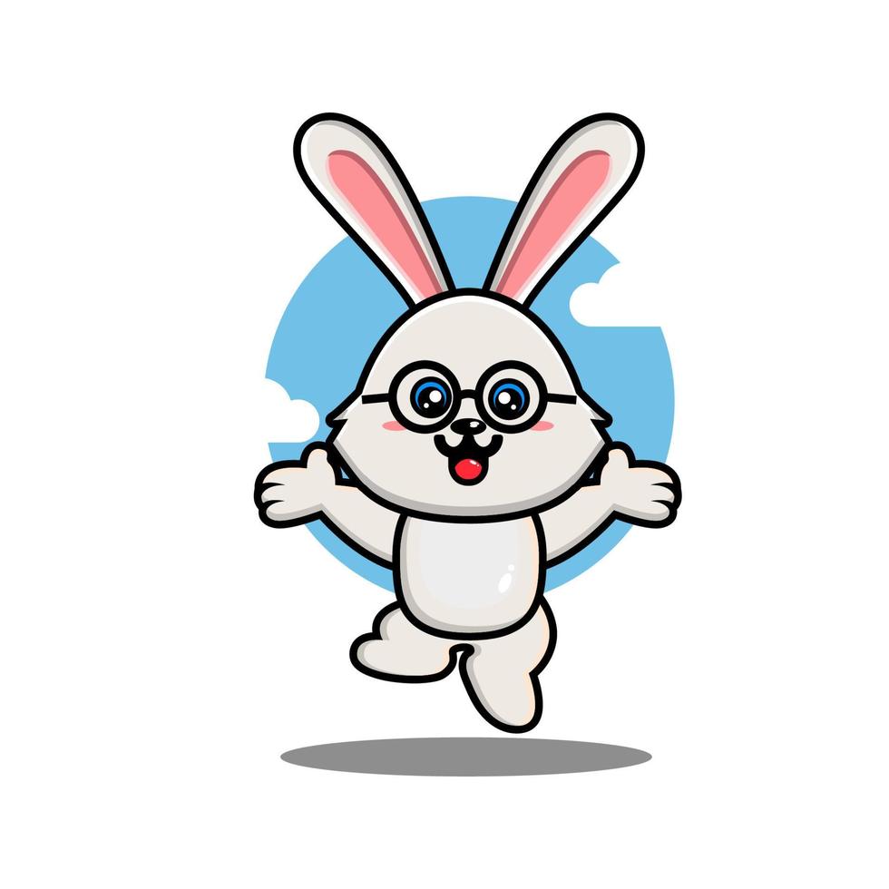 Cute rabbit cartoon jumping vector illustration