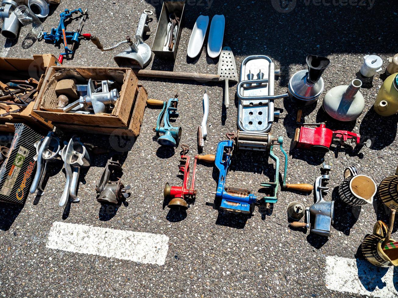 Amazing old stuff at a flea market  in Alsace photo