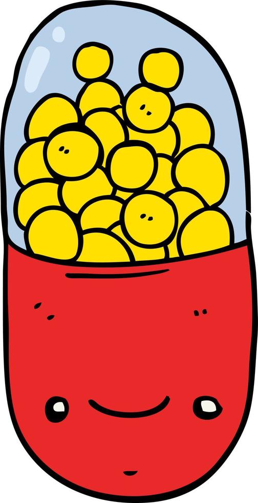 doodle character cartoon pill vector