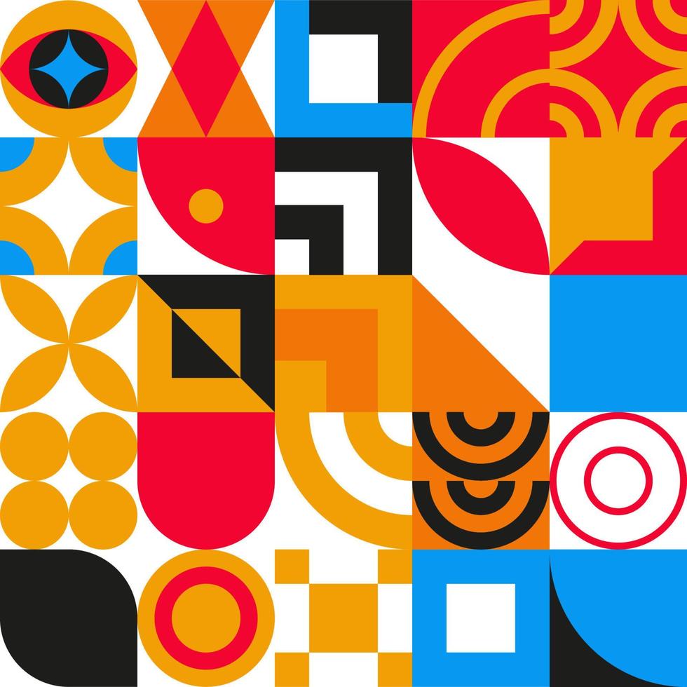 Bauhaus geometric design with eyes elements vector