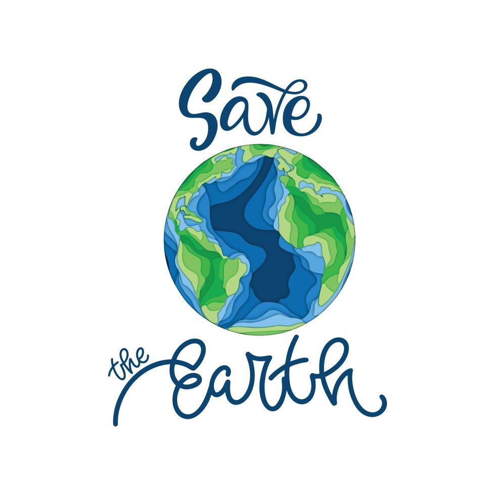 Save the Earth. Hand lettering quote vector