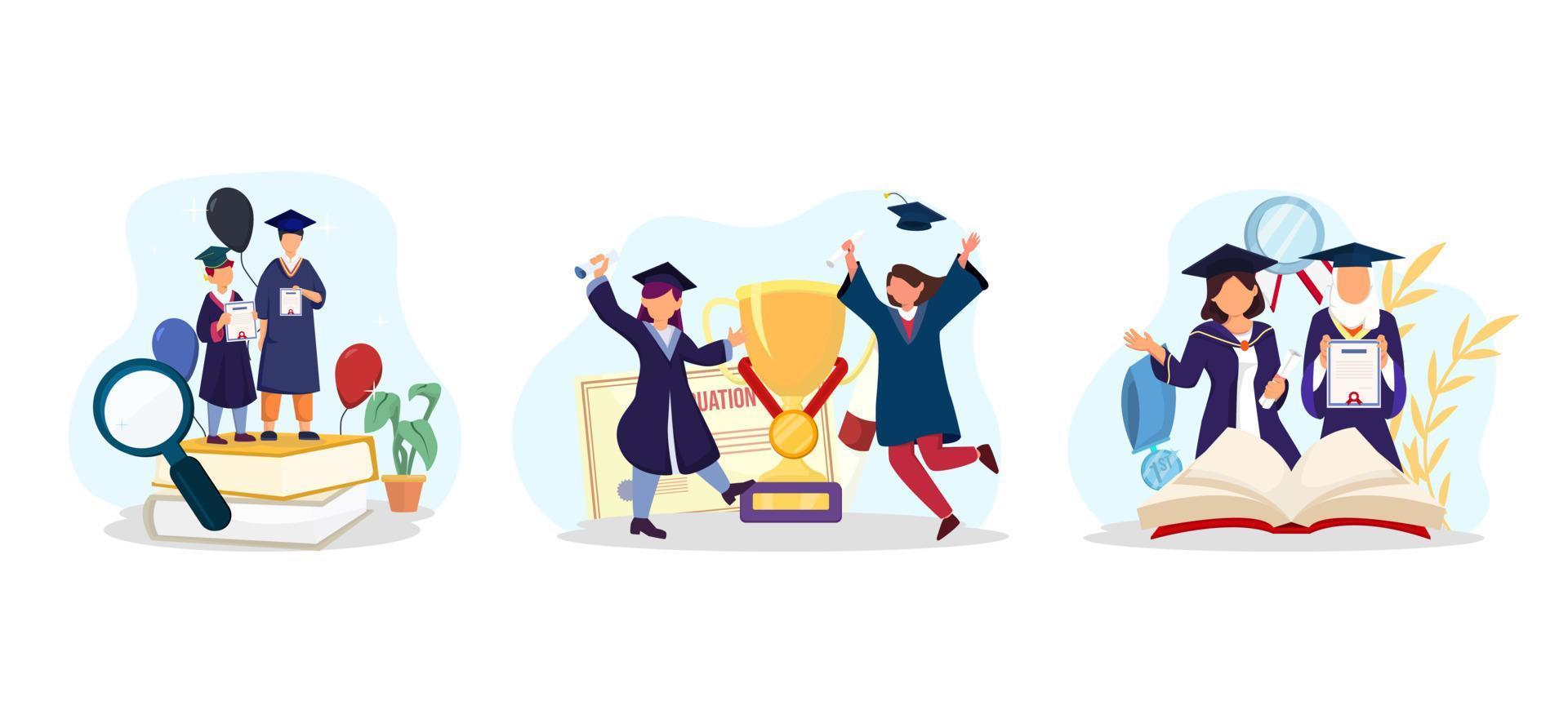 Graduation Achievement Flat Bundle Design vector