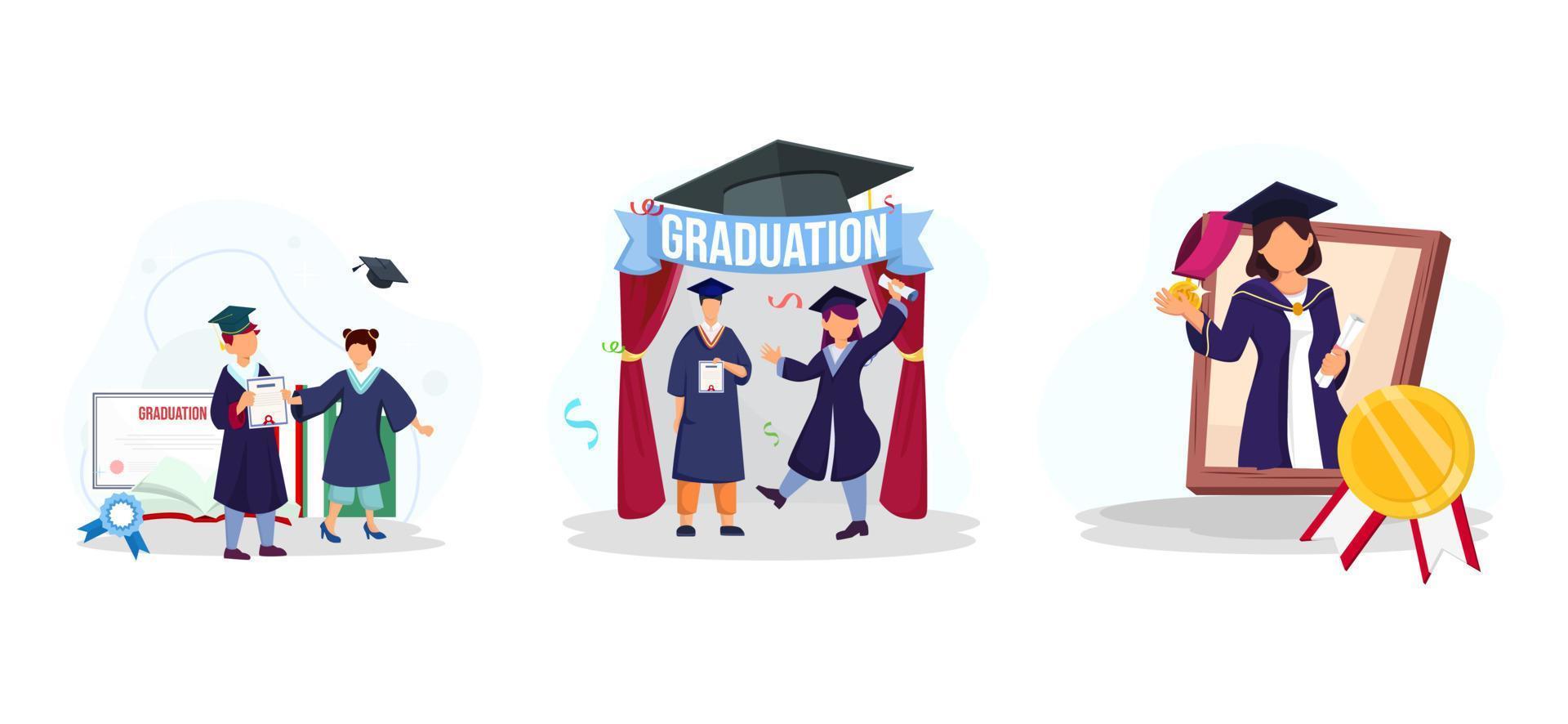 diseño de paquete plano de recuerdos de graduación vector