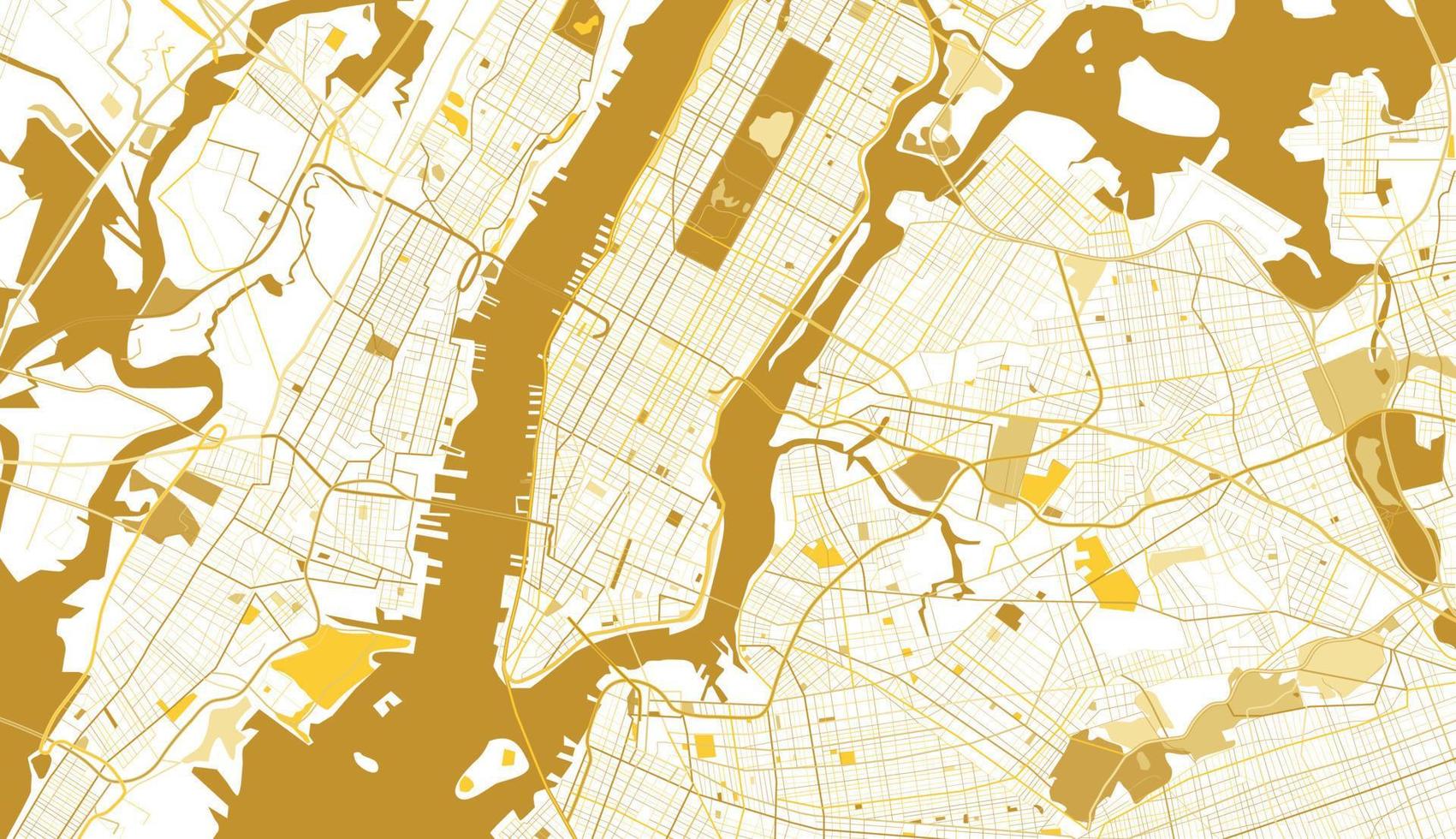 mapa dorado de la ciudad de nueva york. vector