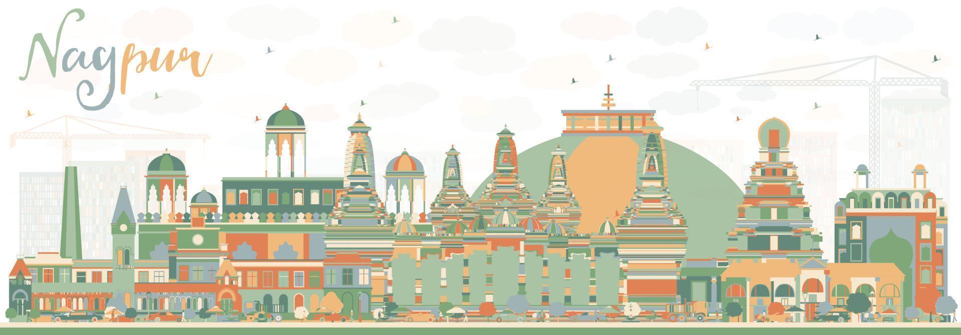 Abstract Nagpur Skyline with Color Buildings. vector