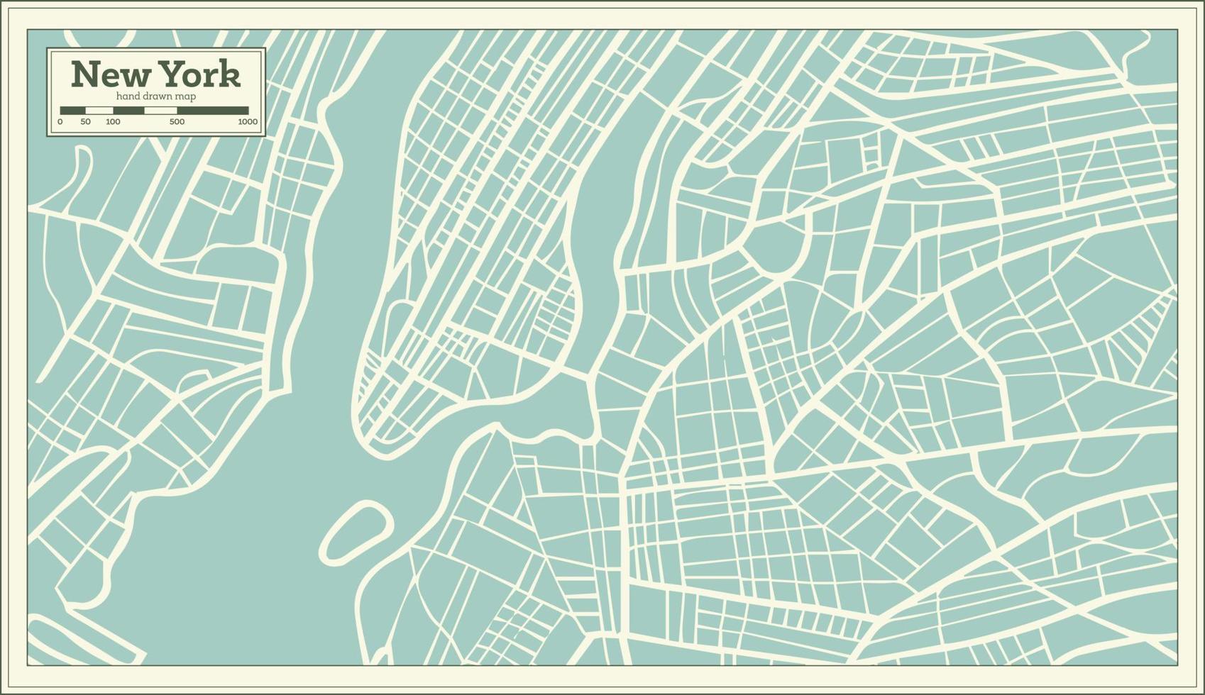mapa de nueva york usa en estilo retro. vector