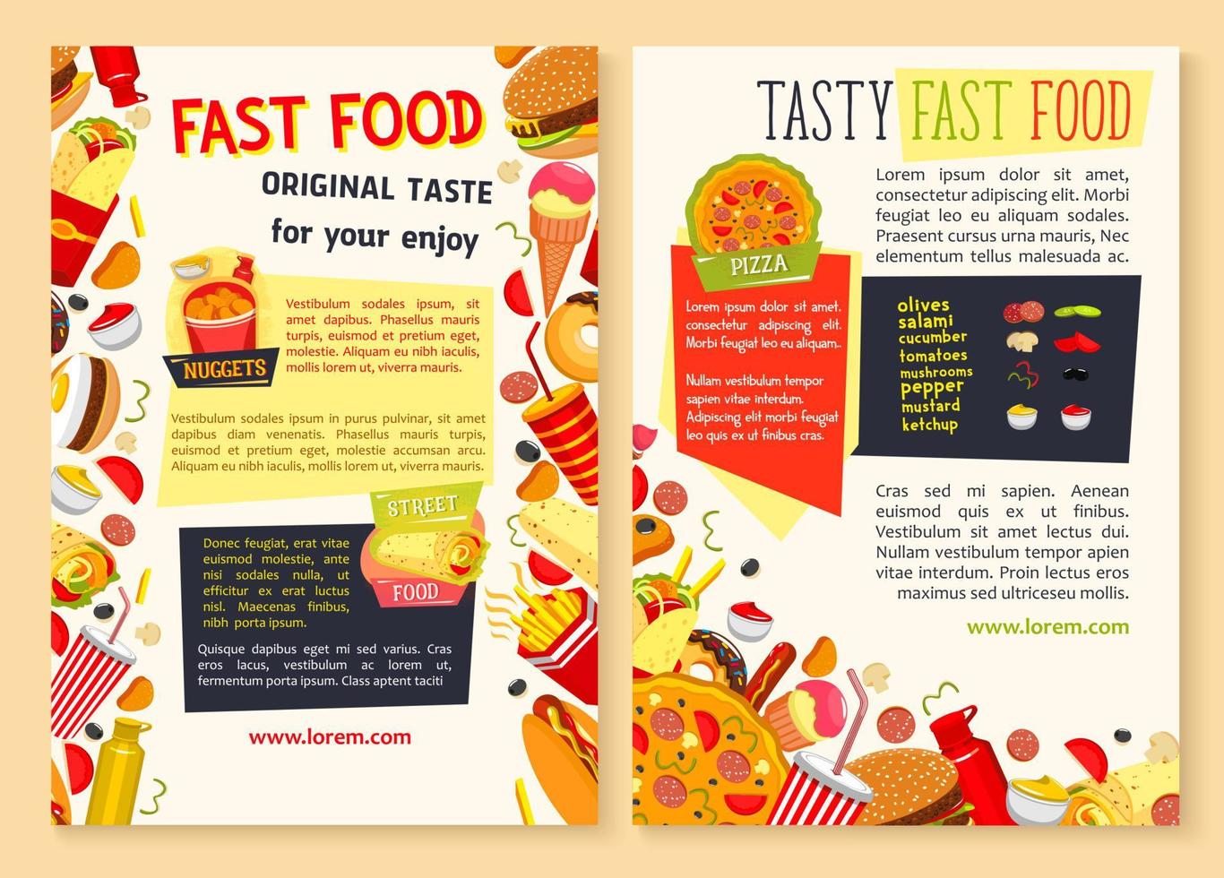 Vector fast food posters for restaurant