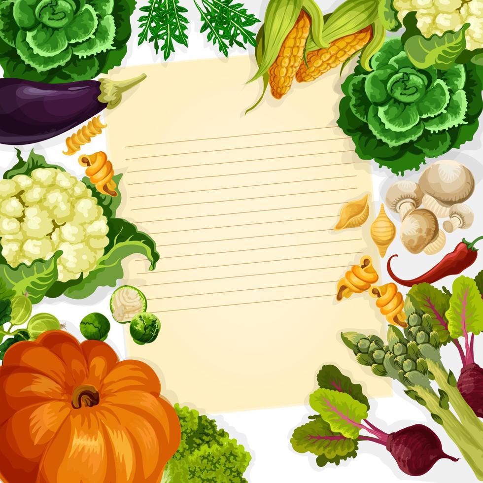 Vegetables havest vector recipe template