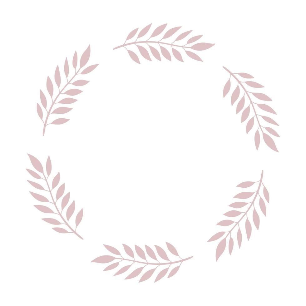 marco decorativo floral redondo y delicado de hojas. plantilla para invitaciones de boda, tarjetas. ilustración vectorial simple aislada en fondo blanco vector