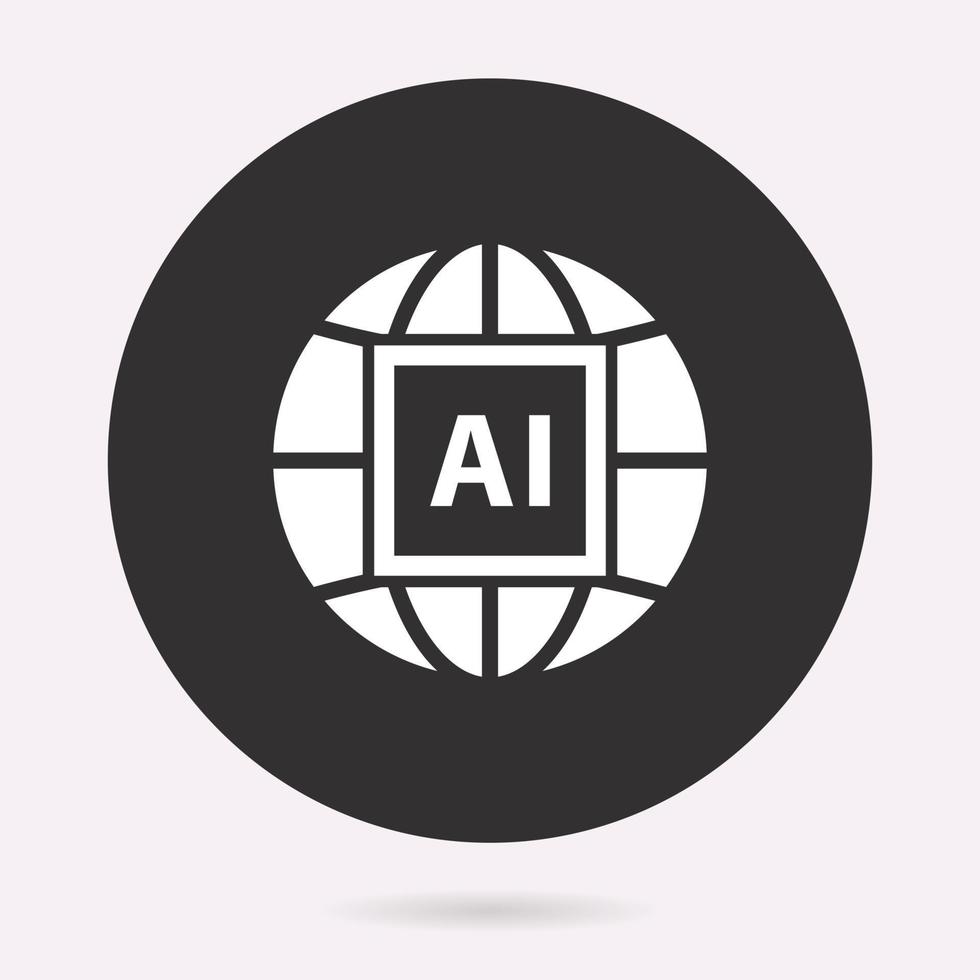 Global artificial intelligence - vector icon. Illustration isolated. Simple pictogram.