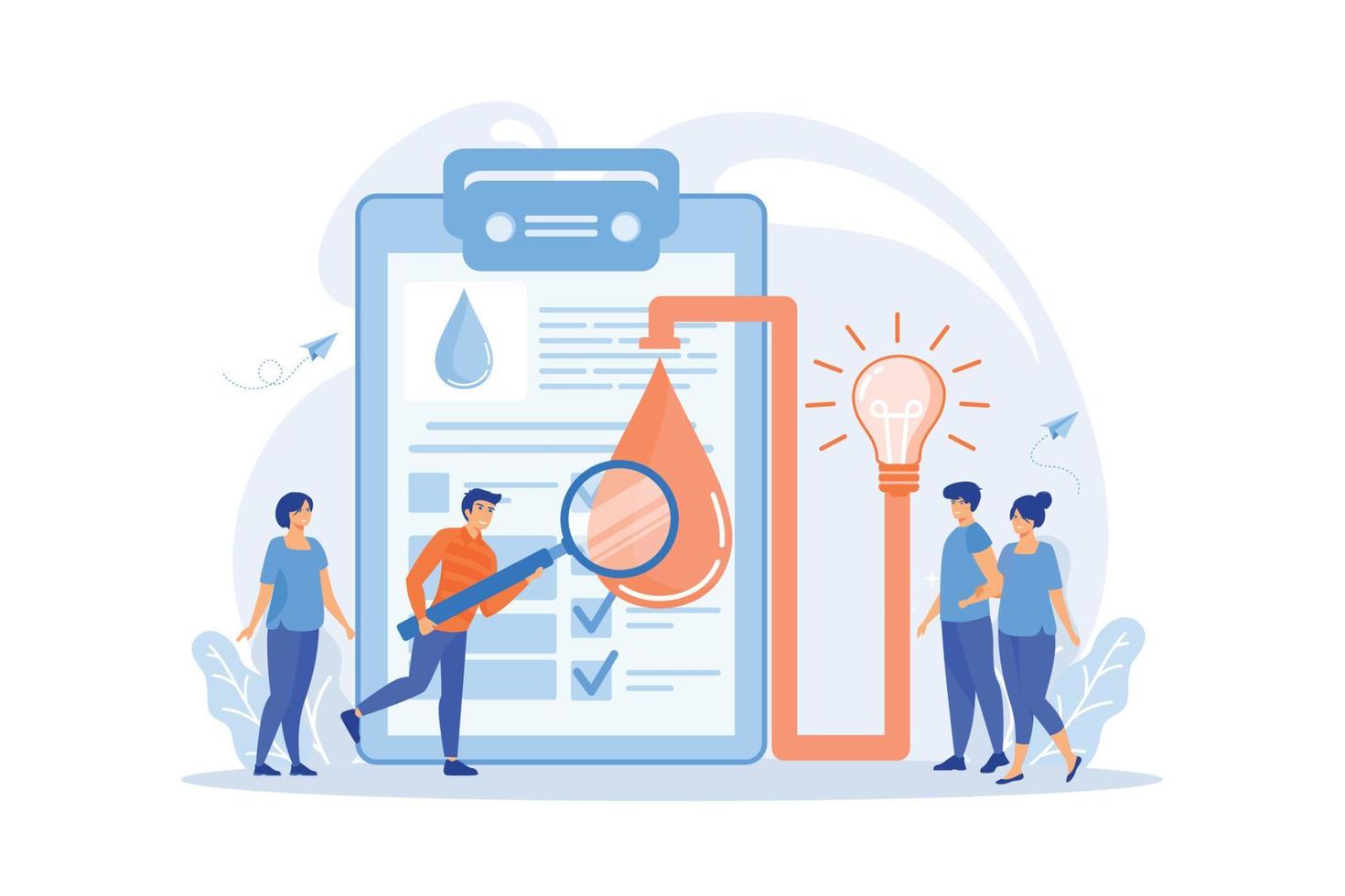 Consumers with magnifier testing new product properties. Product