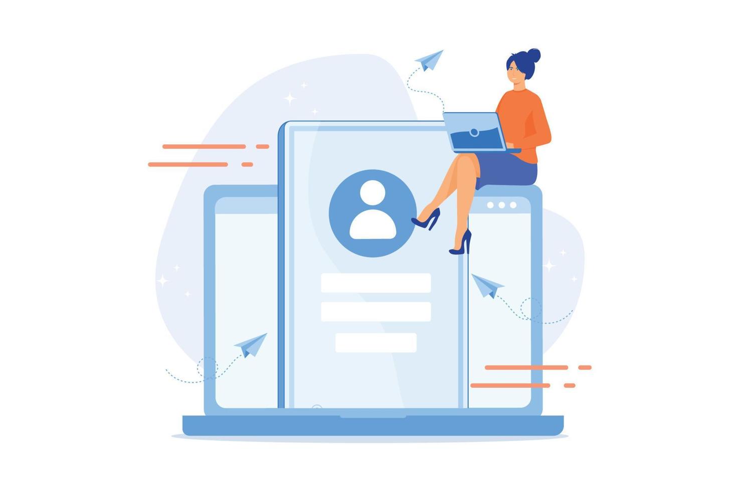 application form for employment. people select a resume for a job. vector small characters recruitment agency. claim form vector, flat vector modern illustration