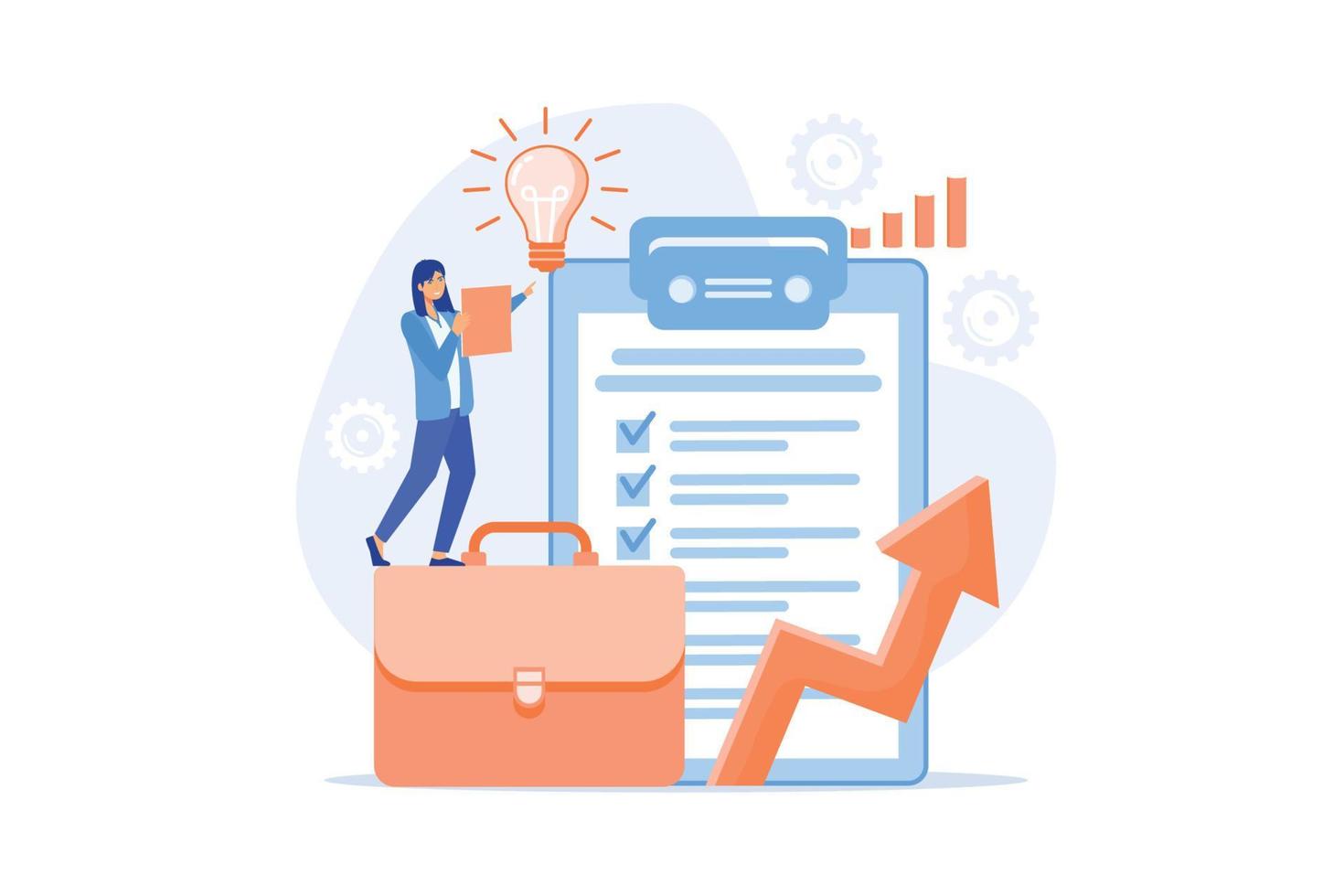 personas analizando tablas de crecimiento. análisis de datos comerciales. aumentar las ventas y las habilidades. analítica de personas. seguimiento de la inversión. gráfico de informe financiero. gráficos y diagramas, ilustración moderna de vector plano