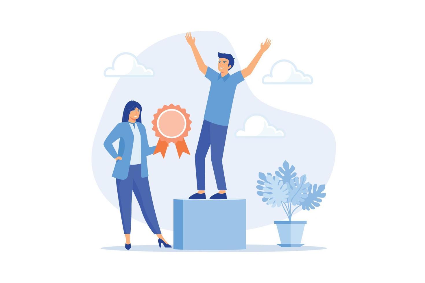 Personal achievement and employees training metaphors. Honour, human relations, self development. Business coaching, flat vector modern illustration