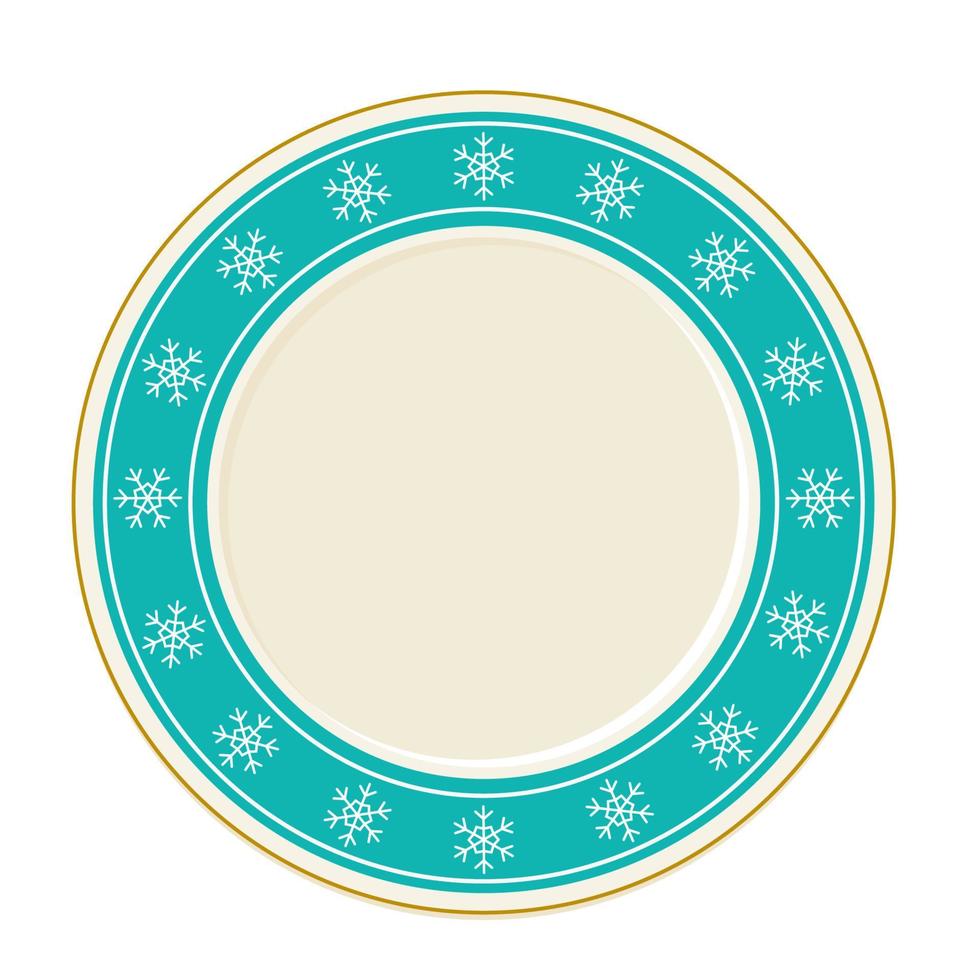 Empty classic white vector plate in cartoon style top view