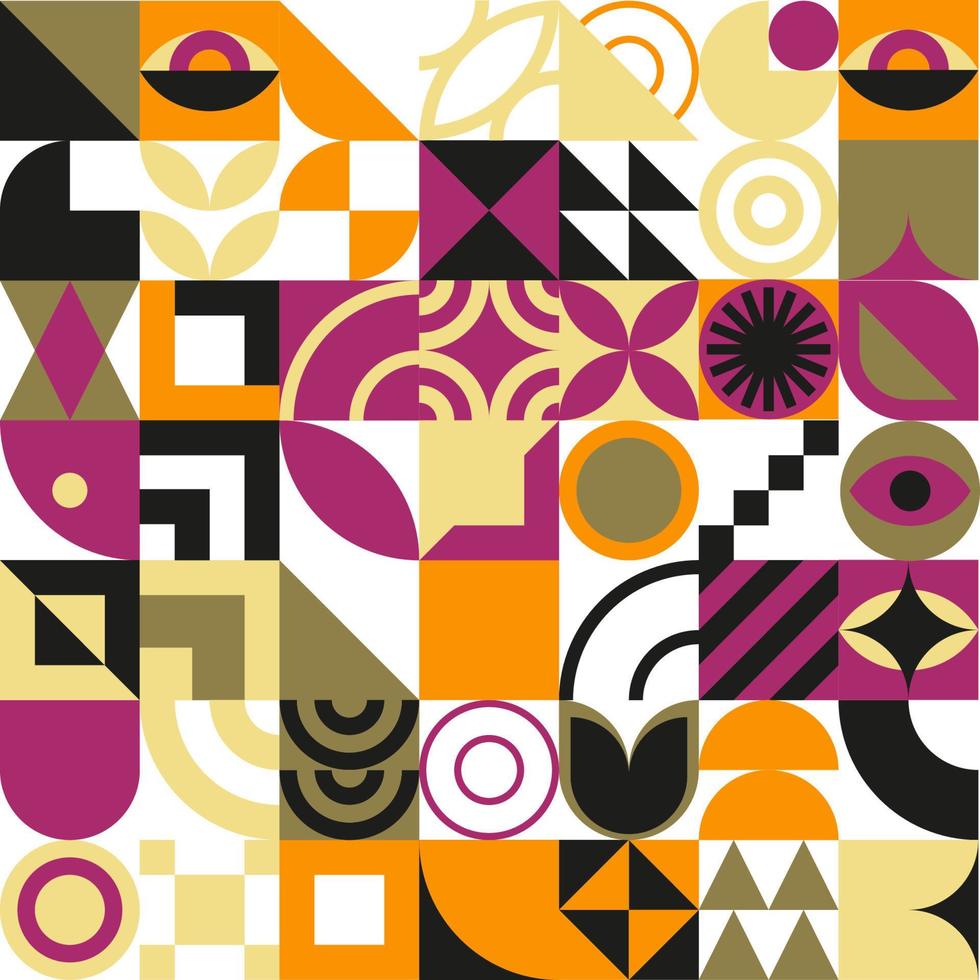 Bauhaus geometric design with eyes elements vector