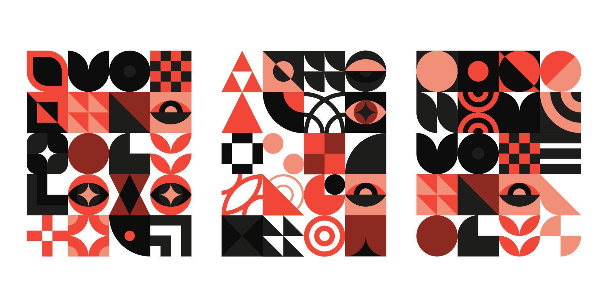 Bauhaus geometric design with eyes elements vector