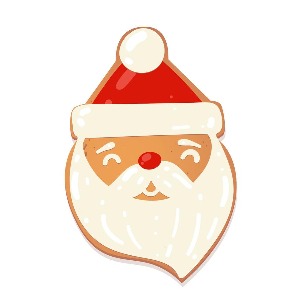 Christmas gingerbread cookie.Biscuit character figure. Vector illustration for new year design.