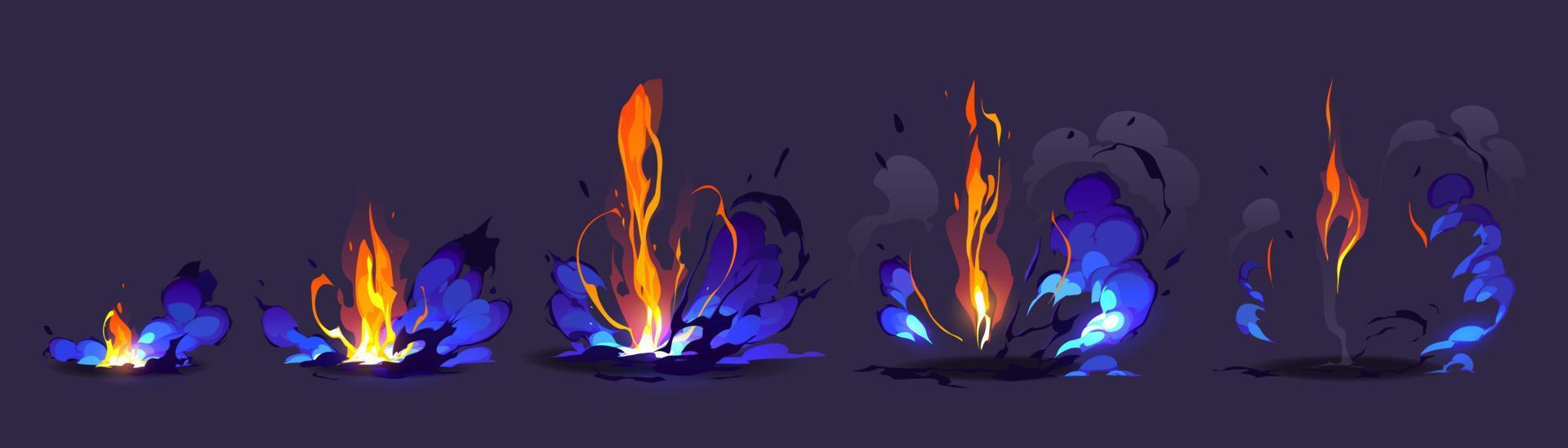 Magic smoke explode process animation sprite sheet vector