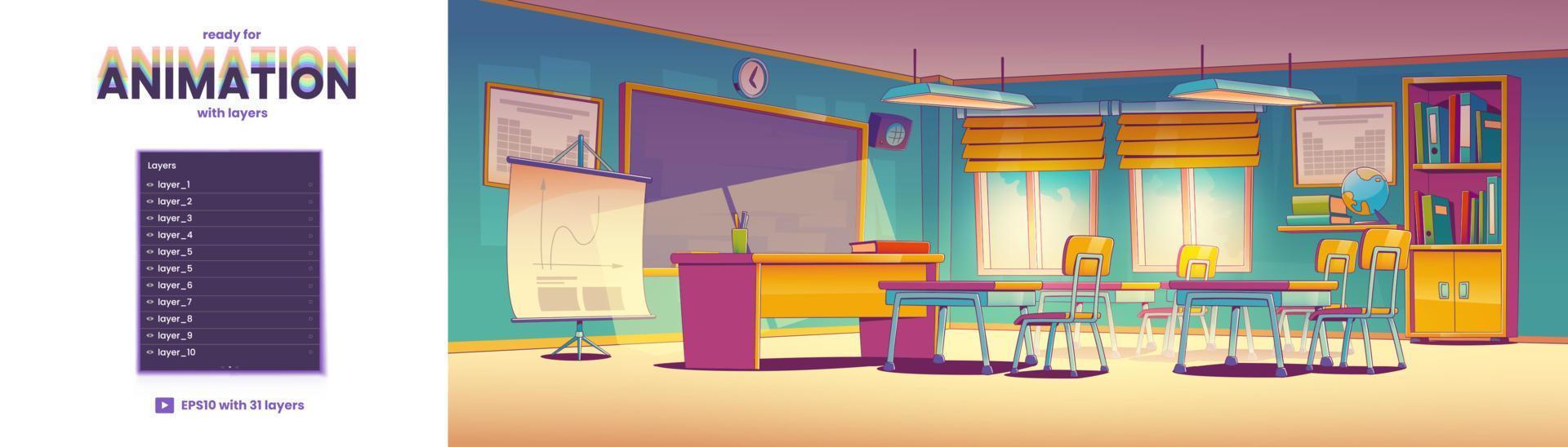 Classroom interior template ready for animation vector