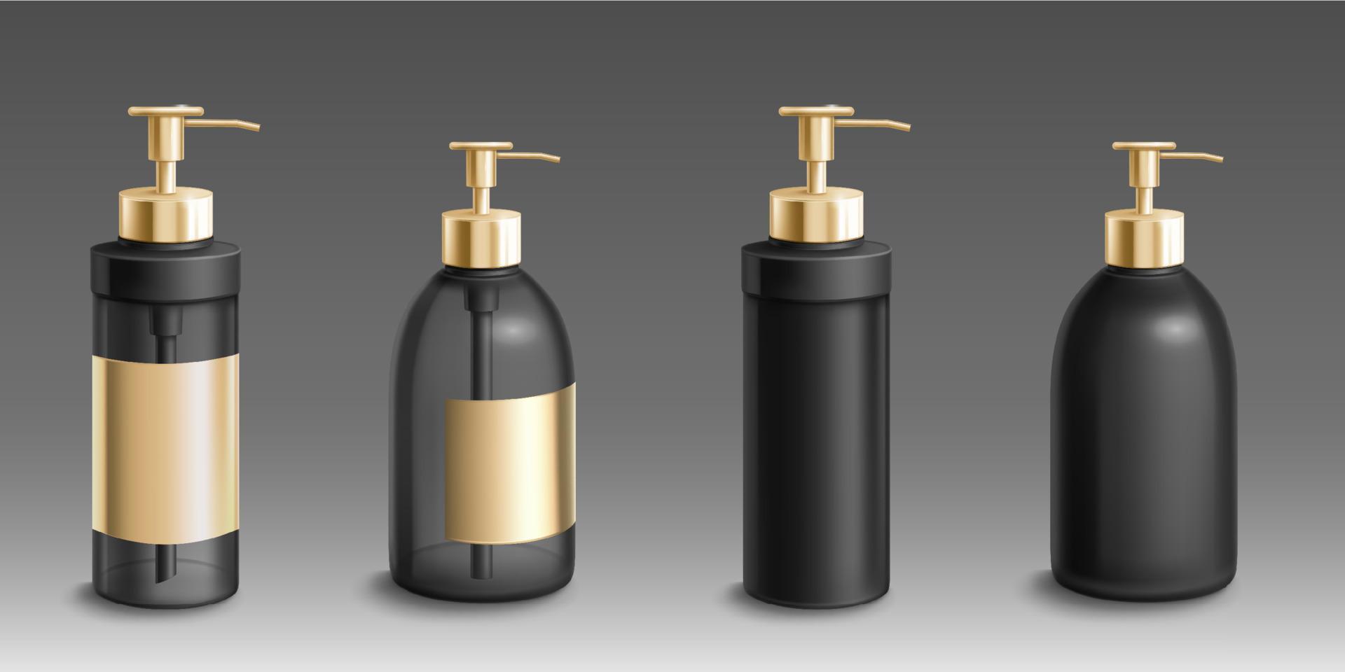 Black plastic bottles with dispenser pump vector