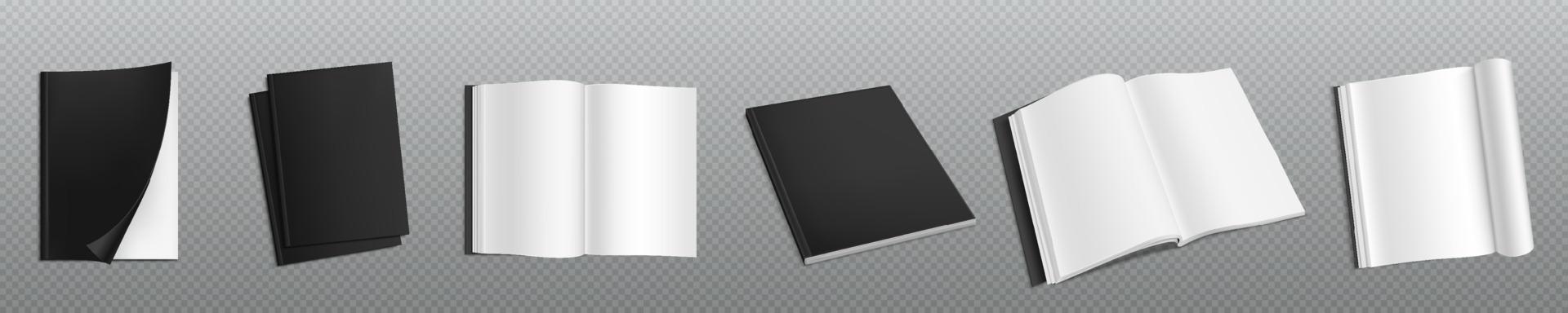 Mockup of booklet or magazine with black cover vector