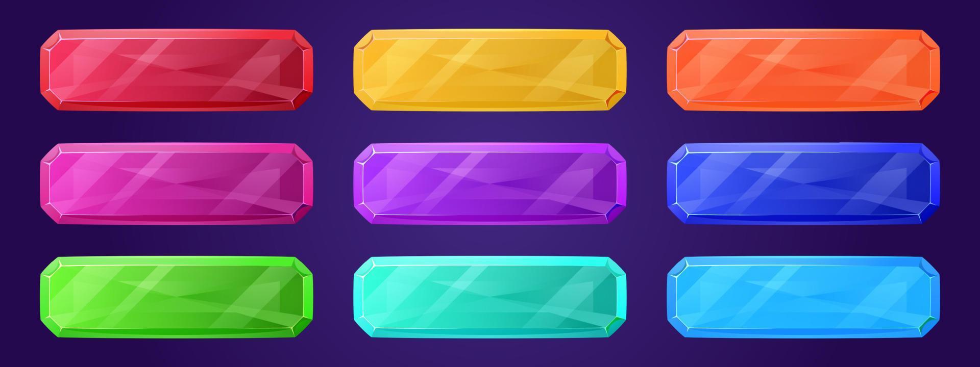 botones rectangulares color cristal para juego vector