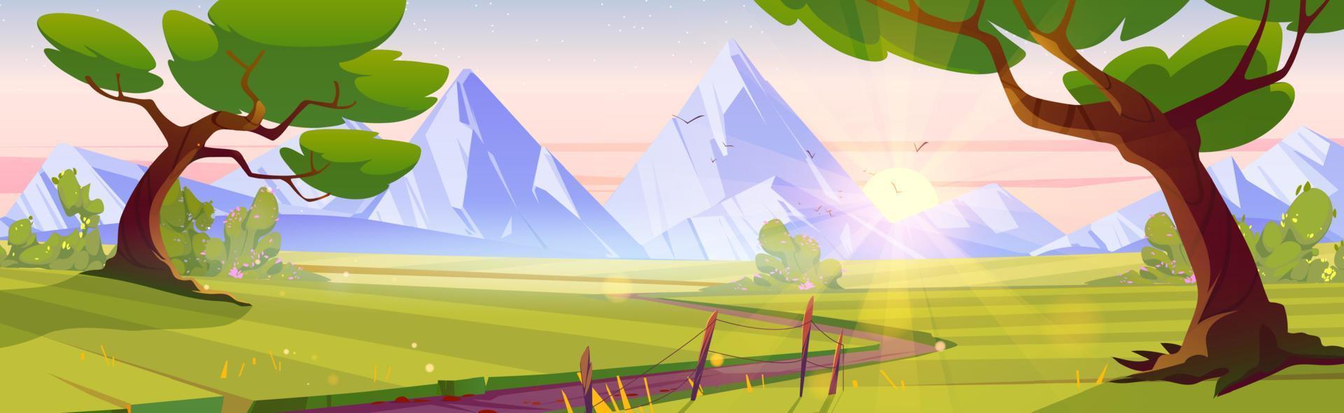 Cartoon nature landscape early morning background vector