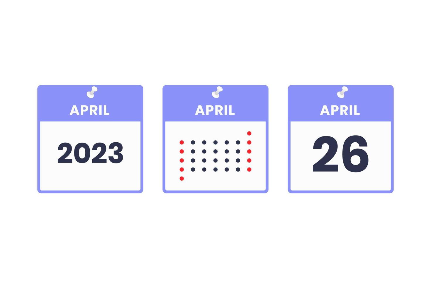 April 26 calendar design icon. 2023 calendar schedule, appointment, important date concept vector