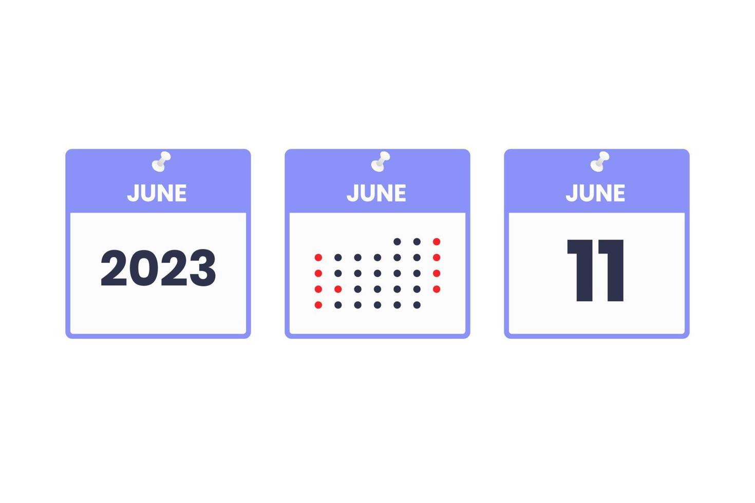 June 11 calendar design icon. 2023 calendar schedule, appointment