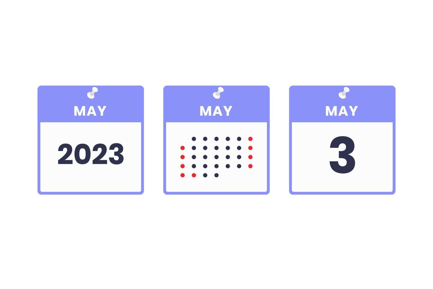 May 3 calendar design icon. 2023 calendar schedule, appointment, important date concept vector