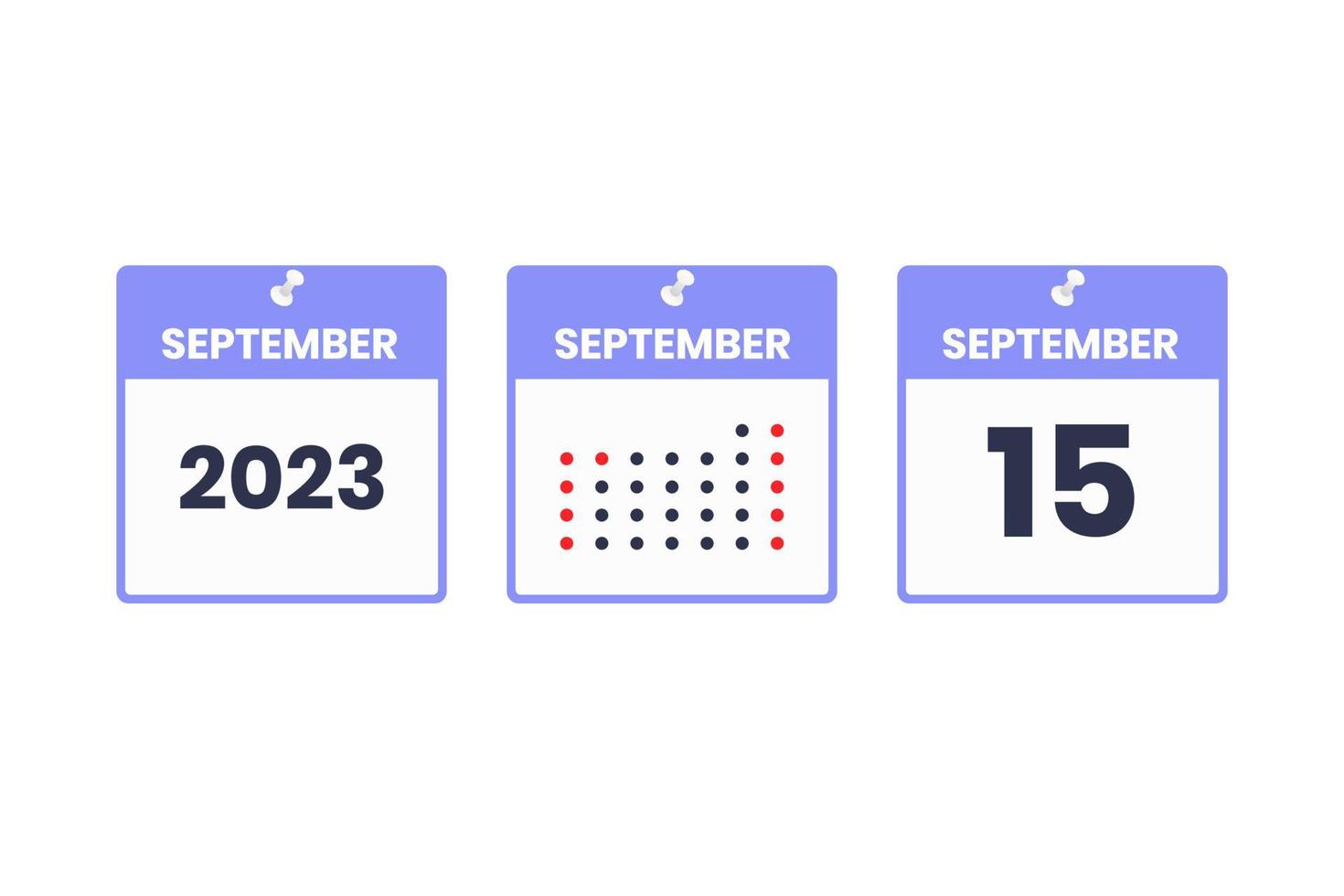 September 15 calendar design icon. 2023 calendar schedule, appointment, important date concept vector