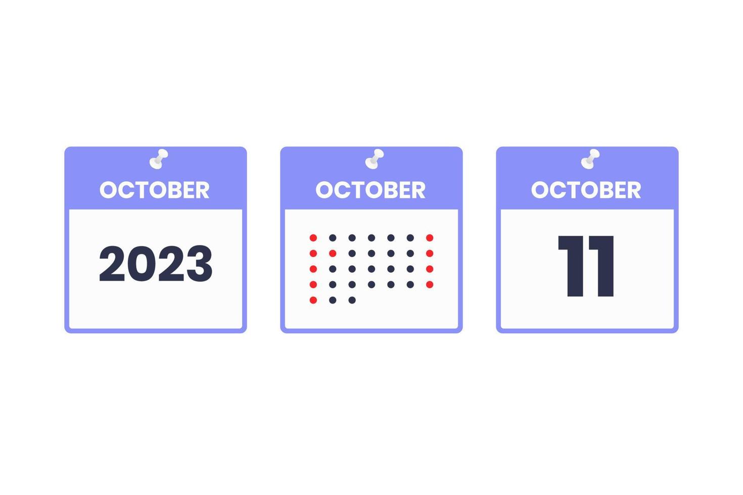 October 11 calendar design icon. 2023 calendar schedule, appointment, important date concept vector