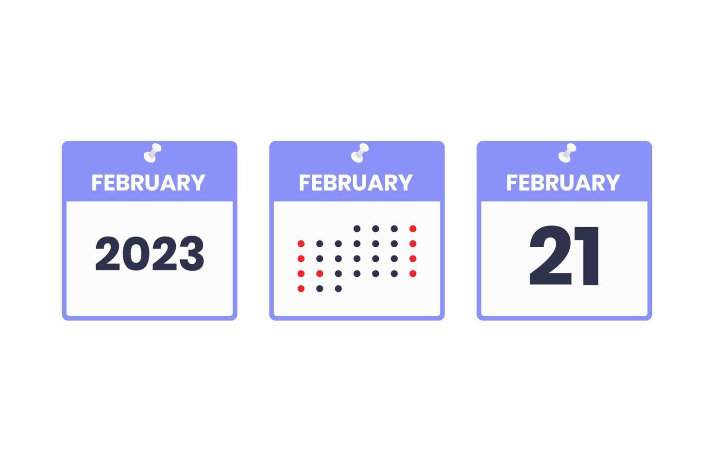 February 21 calendar design icon. 2023 calendar schedule, appointment, important date concept vector