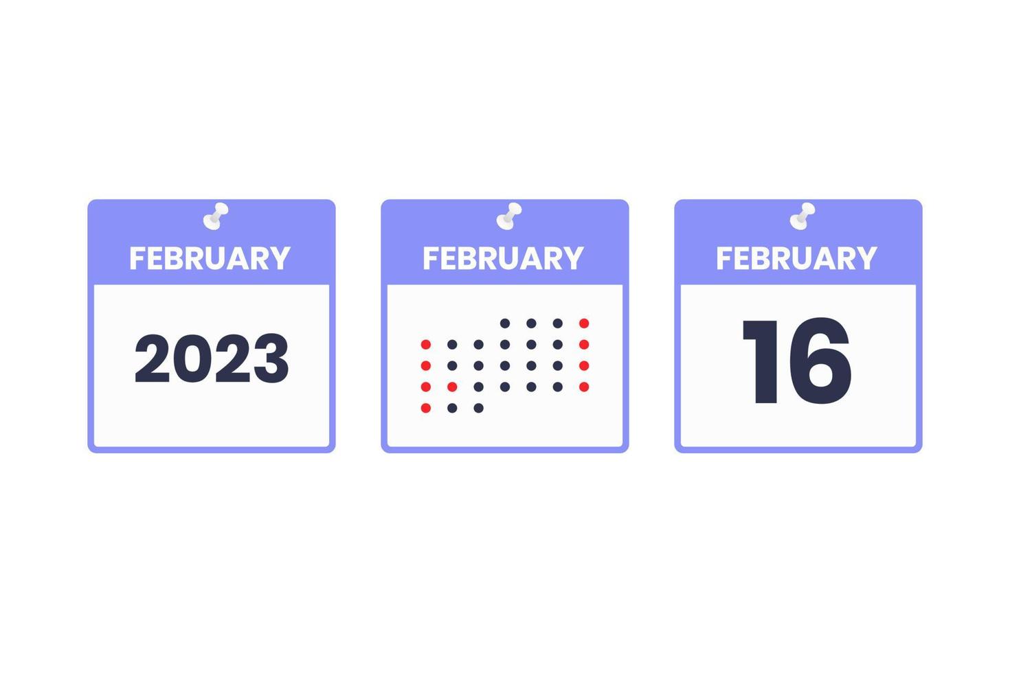 February 16 calendar design icon. 2023 calendar schedule, appointment, important date concept vector