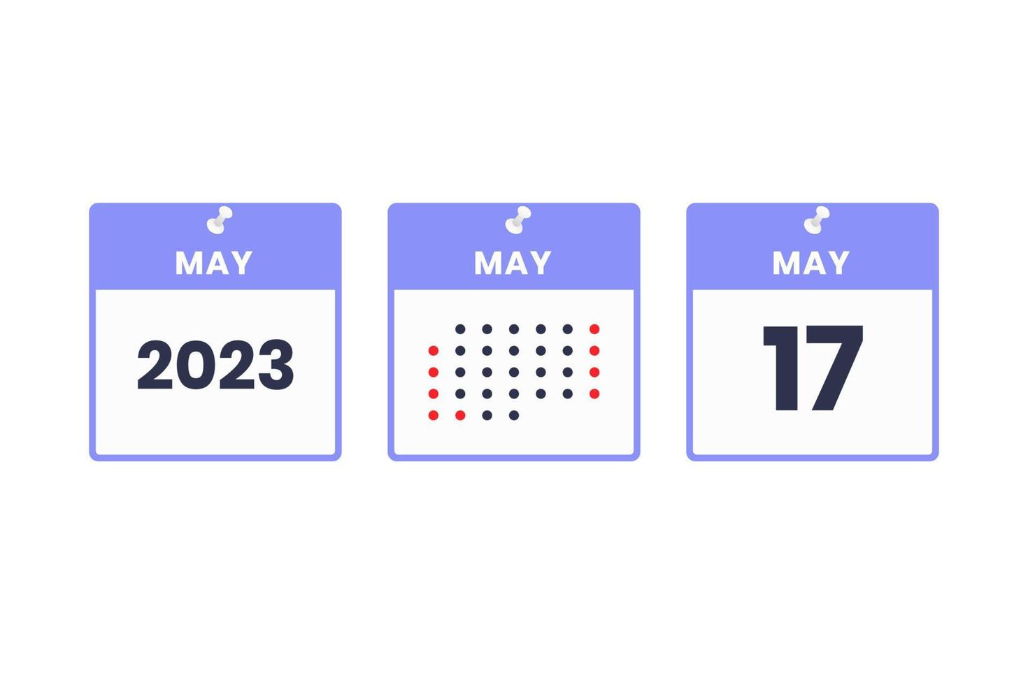 May 17 calendar design icon. 2023 calendar schedule, appointment, important date concept vector