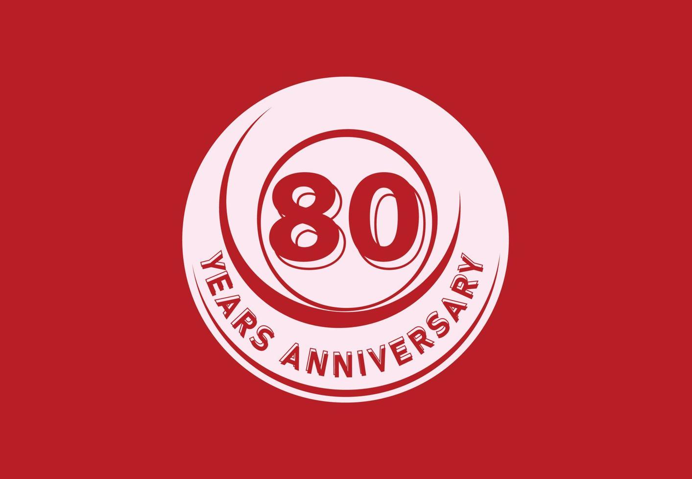 Diseño de logotipo y pegatina de aniversario de 80 años. vector
