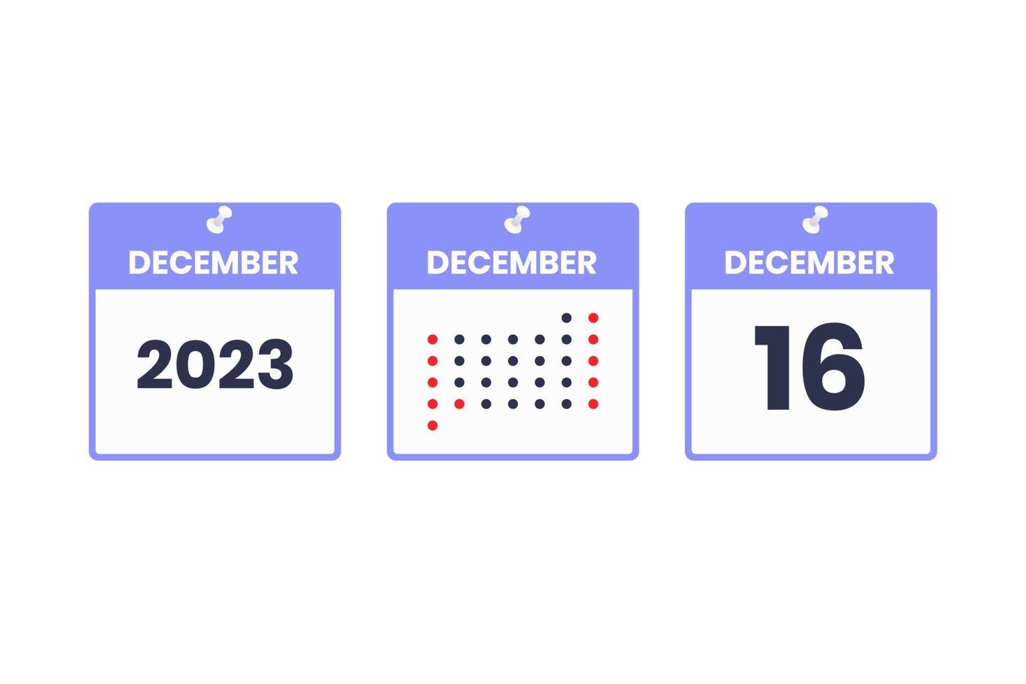 December 16 calendar design icon. 2023 calendar schedule, appointment, important date concept vector